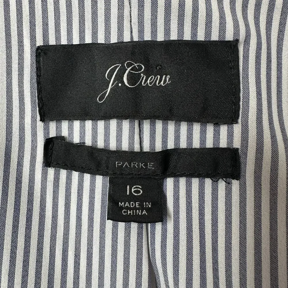J Crew Parke Blazer Womens 16 Black Wool Flannel‎ Jacket Lined Career Office